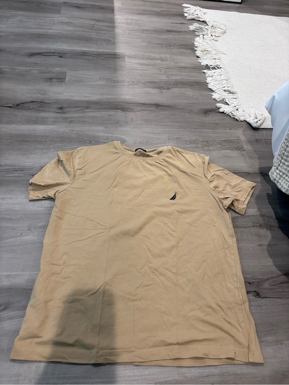 Nautica Men's Beige Crew Neck Logo Tee